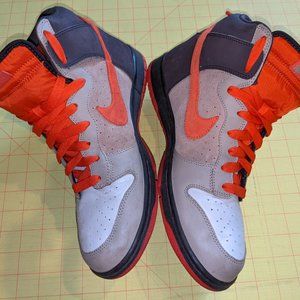 NIKE DUNK HIGH Men's Athletic Shoes SZ 10.5 Grey Orange Suede Leather Pre-Owned
